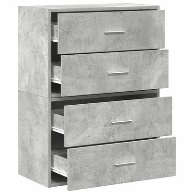 Kaapit 2laatikkoa 2kpl betoninharmaa 60x31x40cm teknillinen puu
