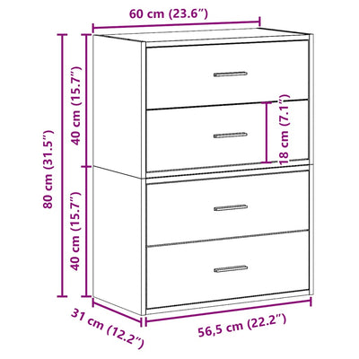 Kaapit 2laatikkoa 2kpl betoninharmaa 60x31x40cm teknillinen puu