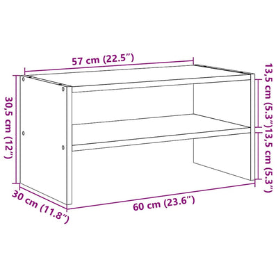 Kenkäteline Pinottava Betoni Harmaa 60x30x30,5 cm
