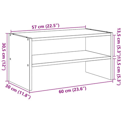 Kenkäteline Pinottava Harmaa Sonoma 60x30x30,5 cm
