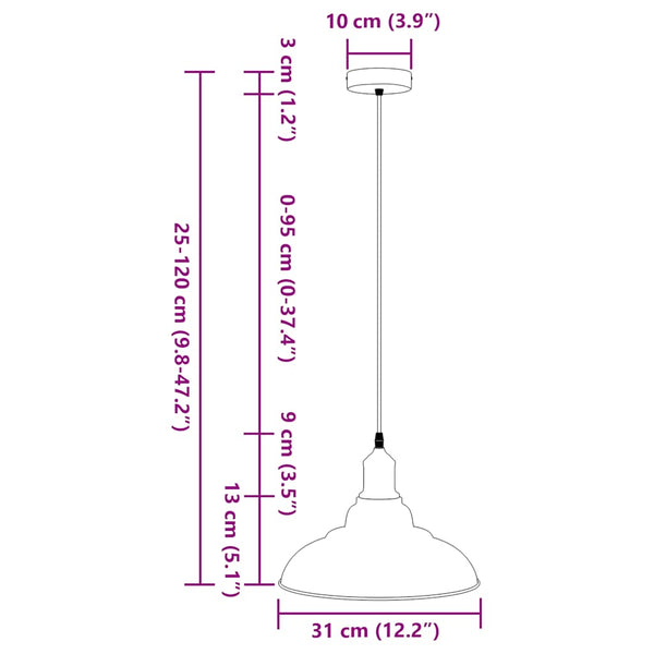 Riippuvalaisin Korkeussäädettävä E27 Kiiltävä Keltainen Ø 31 cm