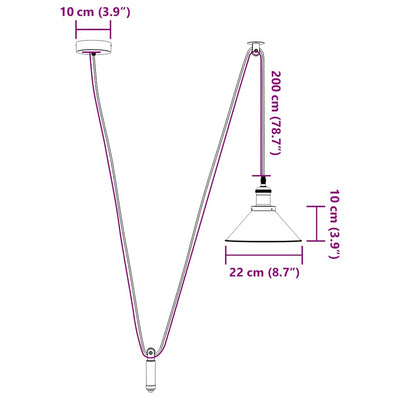 Riippuvalaisin Korkeussäädettävä E27 Kiiltävä musta Ø 22 cm