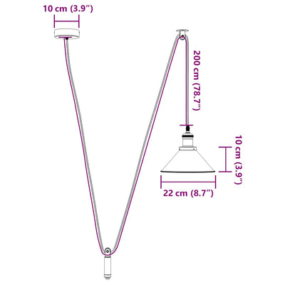 Riippuvalaisin Korkeussäädettävä E27 Kiiltävä Valkoinen Ø22 cm