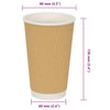 Paperiset kahvikupit 500 kpl 16 unssia 400 ml Ruskea