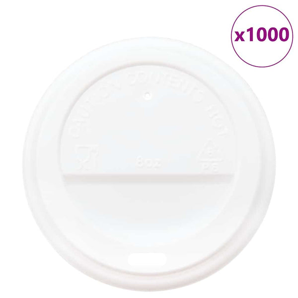 Paperiset kahvikuppikannet Ø80 mm 8oz 1000 kpl Valkoinen muovi