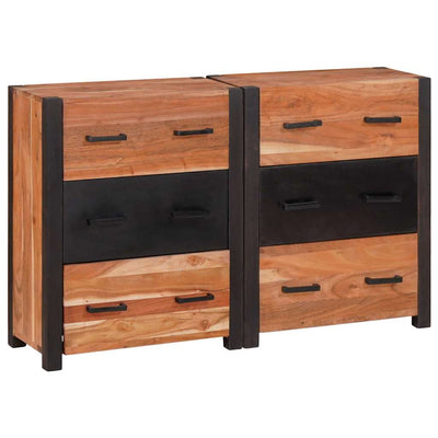 Sivupöytä 3 pcs Ruskea 110 x 30 x 75 cm Täysi Akaasiapuu