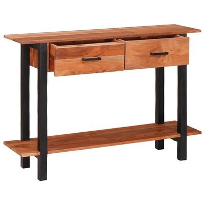 Konsolipöytä hyllyllä Ruskea 110 x 30 x 75 cm täysi akaasiapuu