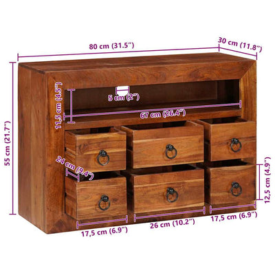 Sivupöytä Ruskea 80 x 30 x 55 cm täysi akaasiapuu