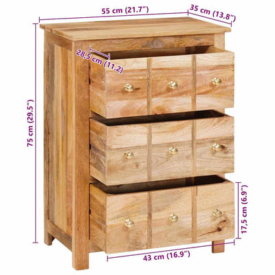 Sivupöytä laatikon kanssa Ruskea 55 x 35 x 75 cm täysi mangopuu