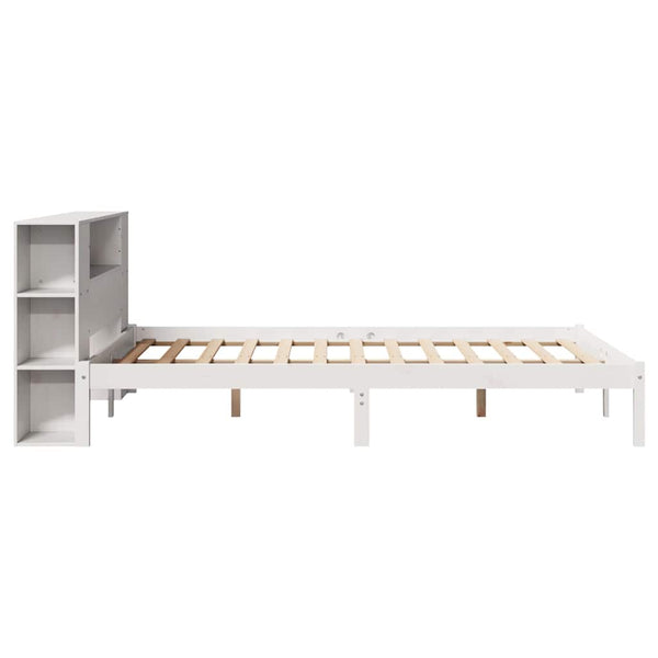Sänky kirjahyllyllä ei patjaa valkoinen 135x190 cm täysi mänty