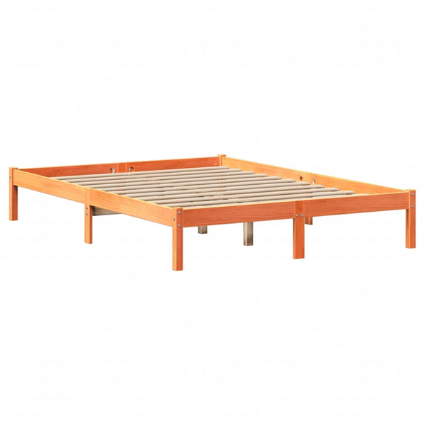 Sänky kirjahyllyllä ei patjaa vahanrusk. 135x190 cm täysi mänty