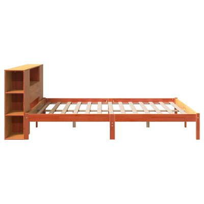 Sänky kirjahyllyllä ei patjaa vahanrusk. 200x200 cm täysi mänty
