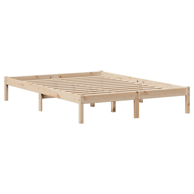Sänky kirjahyllyllä ilman patjaa 140x190 cm täysi mänty