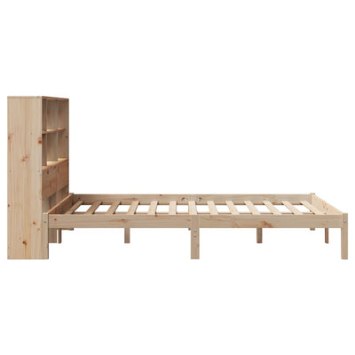 Sänky kirjahyllyllä ilman patjaa 140x190 cm täysi mänty