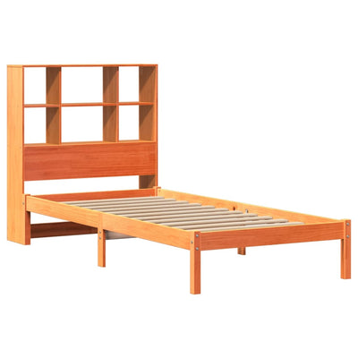 Sänky/kirjahylly ilman patjaa vahanruskea 75x190 cm täysi mänty