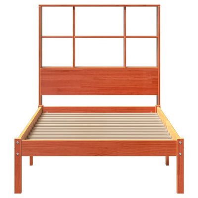 Sänky/kirjahylly ilman patjaa vahanruskea 75x190 cm täysi mänty