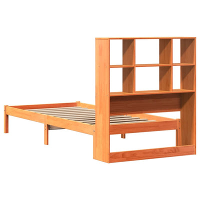 Sänky/kirjahylly ilman patjaa vahanruskea 75x190 cm täysi mänty