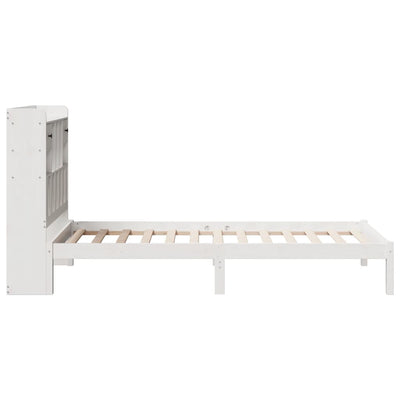 Sänky kirjahyllyllä ei patjaa valkoinen 75x190 cm täysi mänty