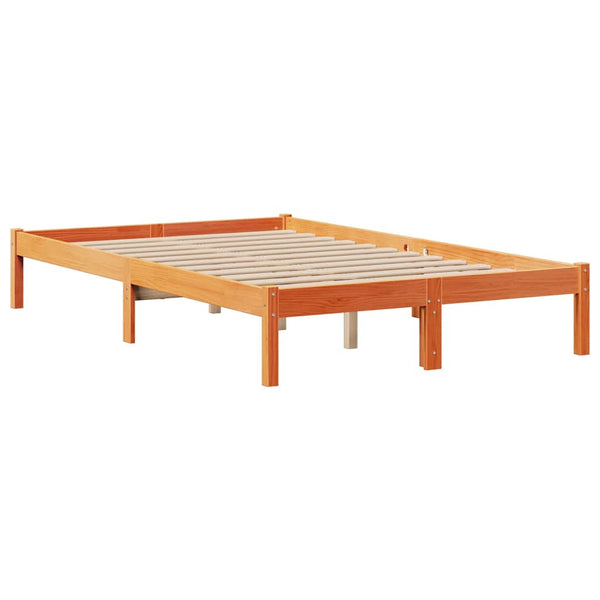 Sänky kirjahyllyllä ei patjaa vahanrusk. 135x190 cm täysi mänty