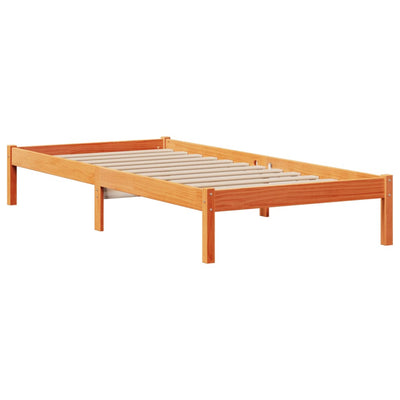 Sänky/kirjahylly ei patjaa vahanruskea 100x200 cm täysi mänty