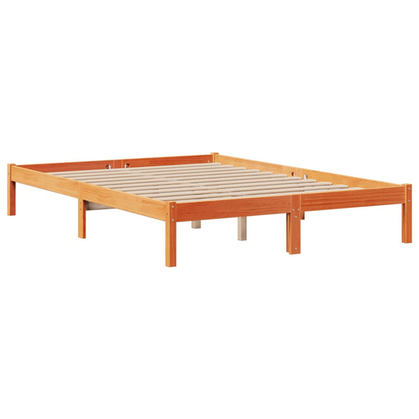 Sänky kirjahyllyllä ei patjaa vahanrusk. 150x200 cm täysi mänty