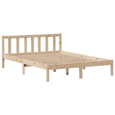Sänky kirjahyllyllä ilman patjaa 135x190 cm täysi mänty