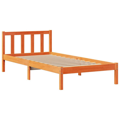 Sänky/kirjahylly ilman patjaa vahanruskea 75x190 cm täysi mänty