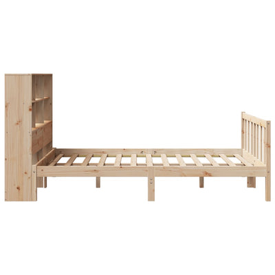 Sänky kirjahyllyllä ilman patjaa 140x190 cm täysi mänty