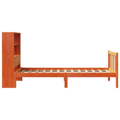 Sänky/kirjahylly ilman patjaa vahanruskea 75x190 cm täysi mänty