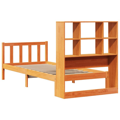Sänky/kirjahylly ilman patjaa vahanruskea 75x190 cm täysi mänty