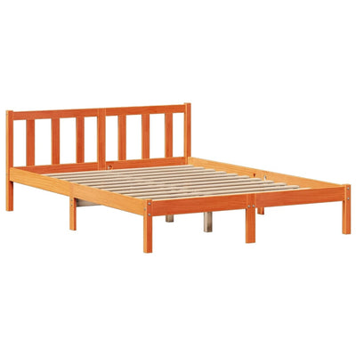Sänky kirjahyllyllä ei patjaa vahanrusk. 135x190 cm täysi mänty