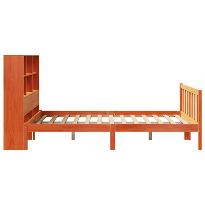 Sänky kirjahyllyllä ei patjaa vahanrusk. 135x190 cm täysi mänty
