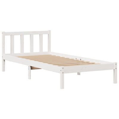 Sänky kirjahyllyllä ei patjaa valkoinen 75x190 cm täysi mänty