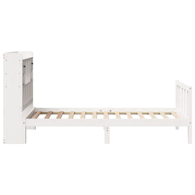 Sänky kirjahyllyllä ei patjaa valkoinen 75x190 cm täysi mänty
