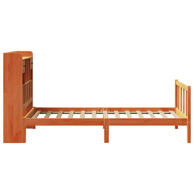 Sänky/kirjahylly ilman patjaa vahanruskea 75x190 cm täysi mänty