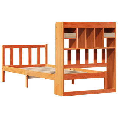 Sänky/kirjahylly ilman patjaa vahanruskea 75x190 cm täysi mänty