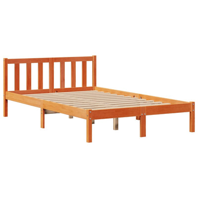 Sänky kirjahyllyllä ei patjaa vahanrusk. 135x190 cm täysi mänty
