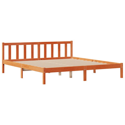 Sänky kirjahyllyllä ei patjaa vahanrusk. 200x200 cm täysi mänty