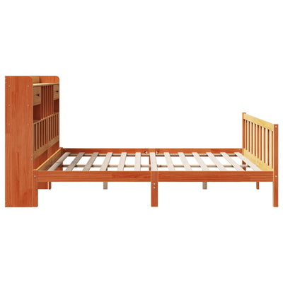 Sänky kirjahyllyllä ei patjaa vahanrusk. 200x200 cm täysi mänty