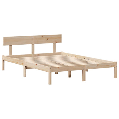 Sänky kirjahyllyllä ilman patjaa 140x190 cm täysi mänty