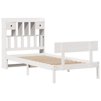 Sänky kirjahyllyllä ei patjaa valkoinen 75x190 cm täysi mänty