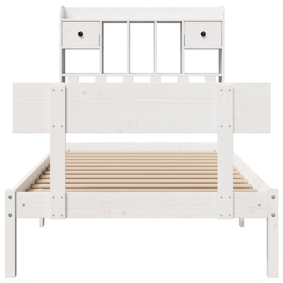 Sänky kirjahyllyllä ei patjaa valkoinen 75x190 cm täysi mänty