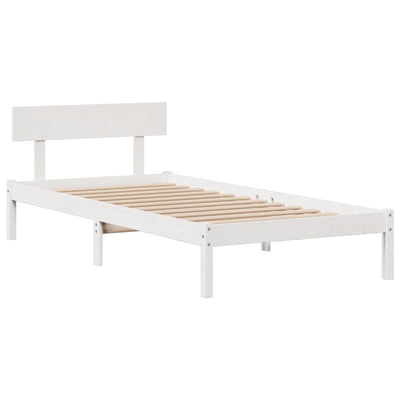 Sänky kirjahyllyllä ei patjaa valkoinen 75x190 cm täysi mänty