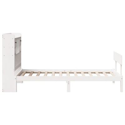 Sänky kirjahyllyllä ei patjaa valkoinen 75x190 cm täysi mänty