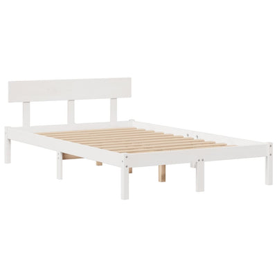 Sänky kirjahyllyllä ei patjaa valkoinen 135x190 cm täysi mänty