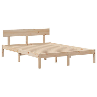 Sänky kirjahyllyllä ilman patjaa 140x190 cm täysi mänty