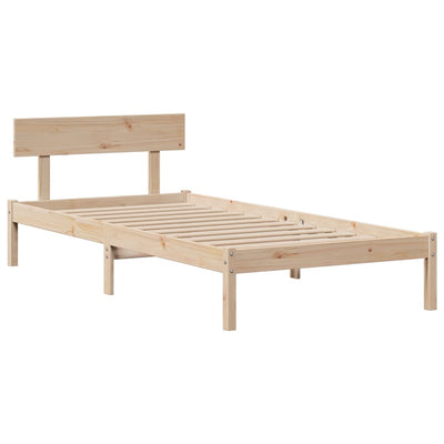 Sänky kirjahyllyllä ilman patjaa 90x200 cm täysi mänty