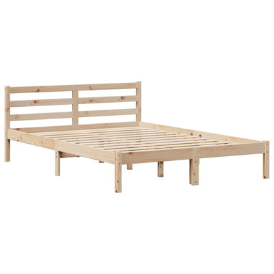 Sänky kirjahyllyllä ilman patjaa 135x190 cm täysi mänty