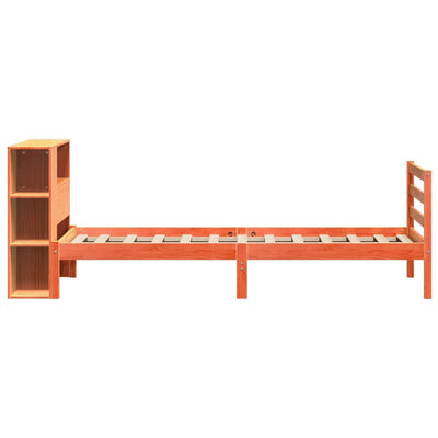 Sänky kirjahyllyllä ilman patjaa vahanrusk 100x200 cm täysi puu