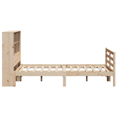 Sänky kirjahyllyllä ilman patjaa 140x190 cm täysi mänty